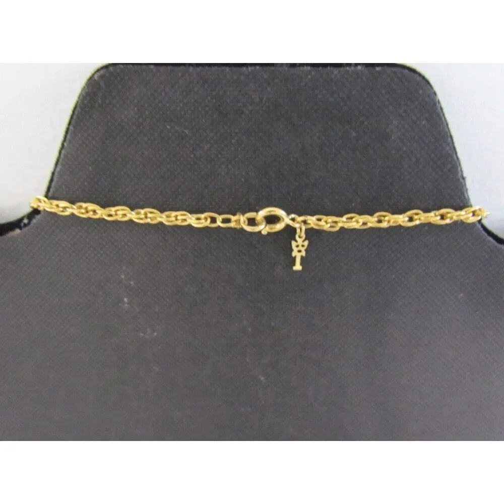 Vintage 60s Crown Trifari Sautoir Necklace Carved Faux Ivory  Gold Tone
